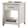Kori Nightstand | 1 Drawer and Open Shelf | Silver Pulls | White
