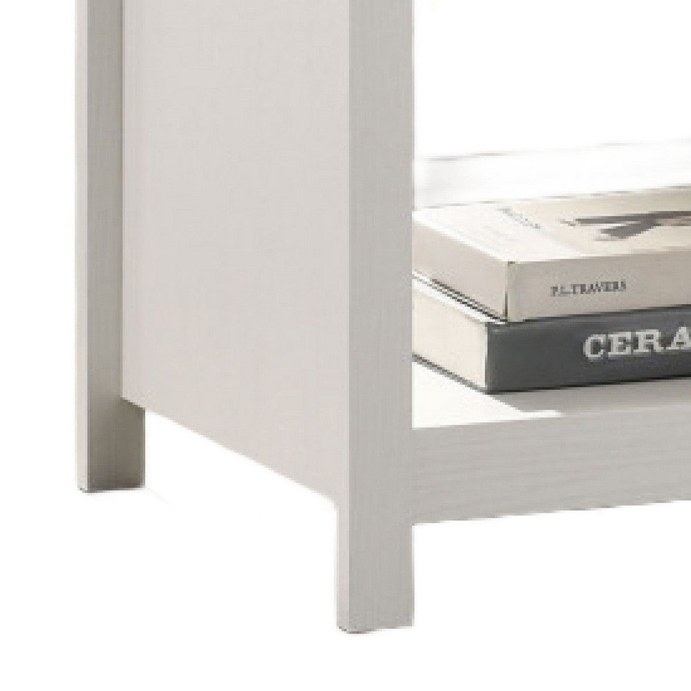 Kori Nightstand | 1 Drawer and Open Shelf | Silver Pulls | White
