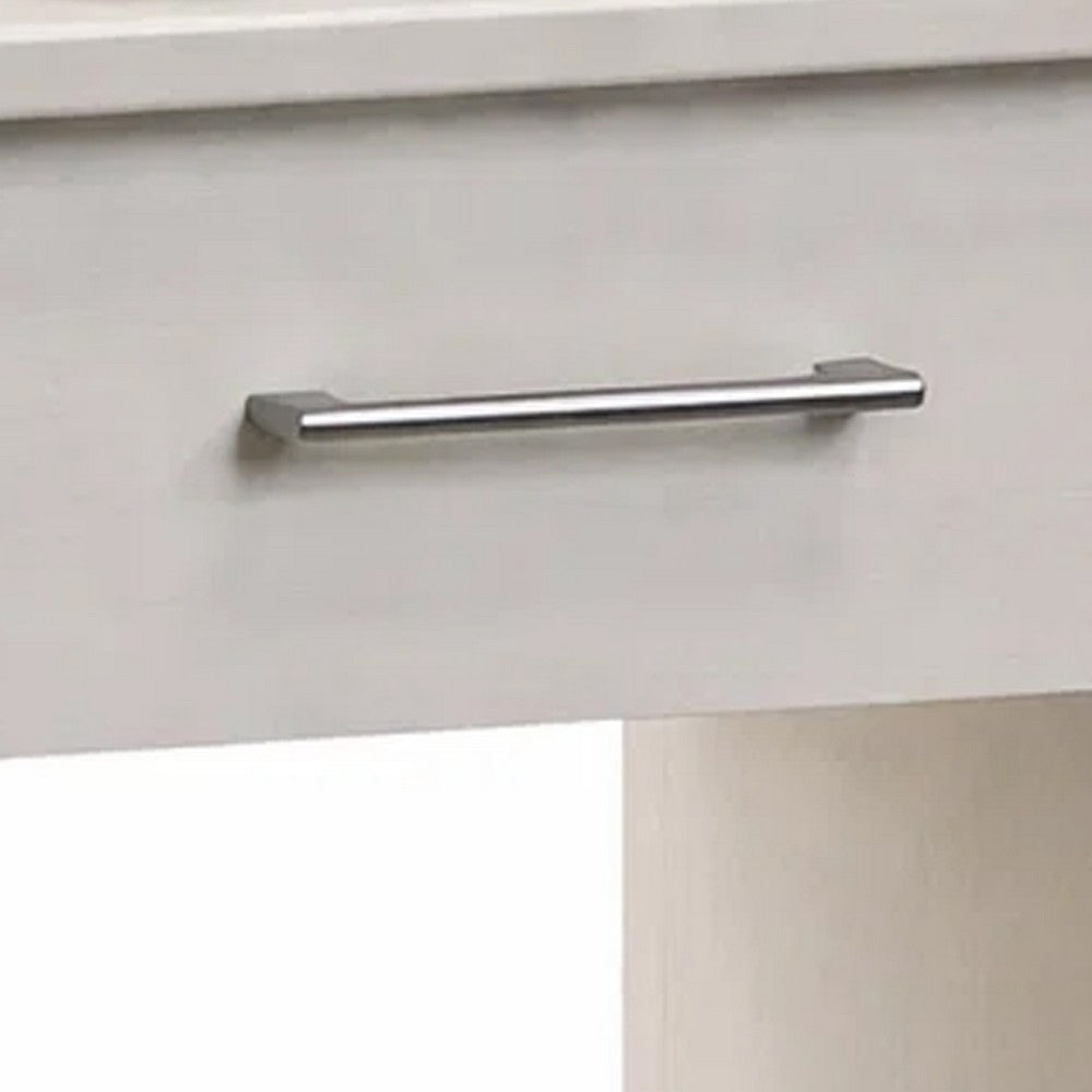 Kori Nightstand | 1 Drawer and Open Shelf | Silver Pulls | White