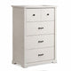 Jori Tall Dresser Chest | 4 Drawers with Split Top | Black Handles | White