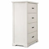Jori Tall Dresser Chest | 4 Drawers with Split Top | Black Handles | White