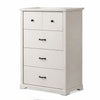 Jori Tall Dresser Chest | 4 Drawers with Split Top | Black Handles | White