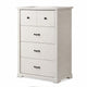 Jori Tall Dresser Chest | 4 Drawers with Split Top | Black Handles | White