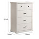 Jori Tall Dresser Chest | 4 Drawers with Split Top | Black Handles | White