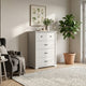 Jori Tall Dresser Chest | 4 Drawers with Split Top | Black Handles | White