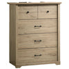 Jori Tall Dresser Chest | 4 Drawers | Split Top | Black Handles | Oak Brown