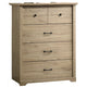 Jori Tall Dresser Chest | 4 Drawers | Split Top | Black Handles | Oak Brown