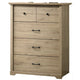Jori Tall Dresser Chest | 4 Drawers | Split Top | Black Handles | Oak Brown