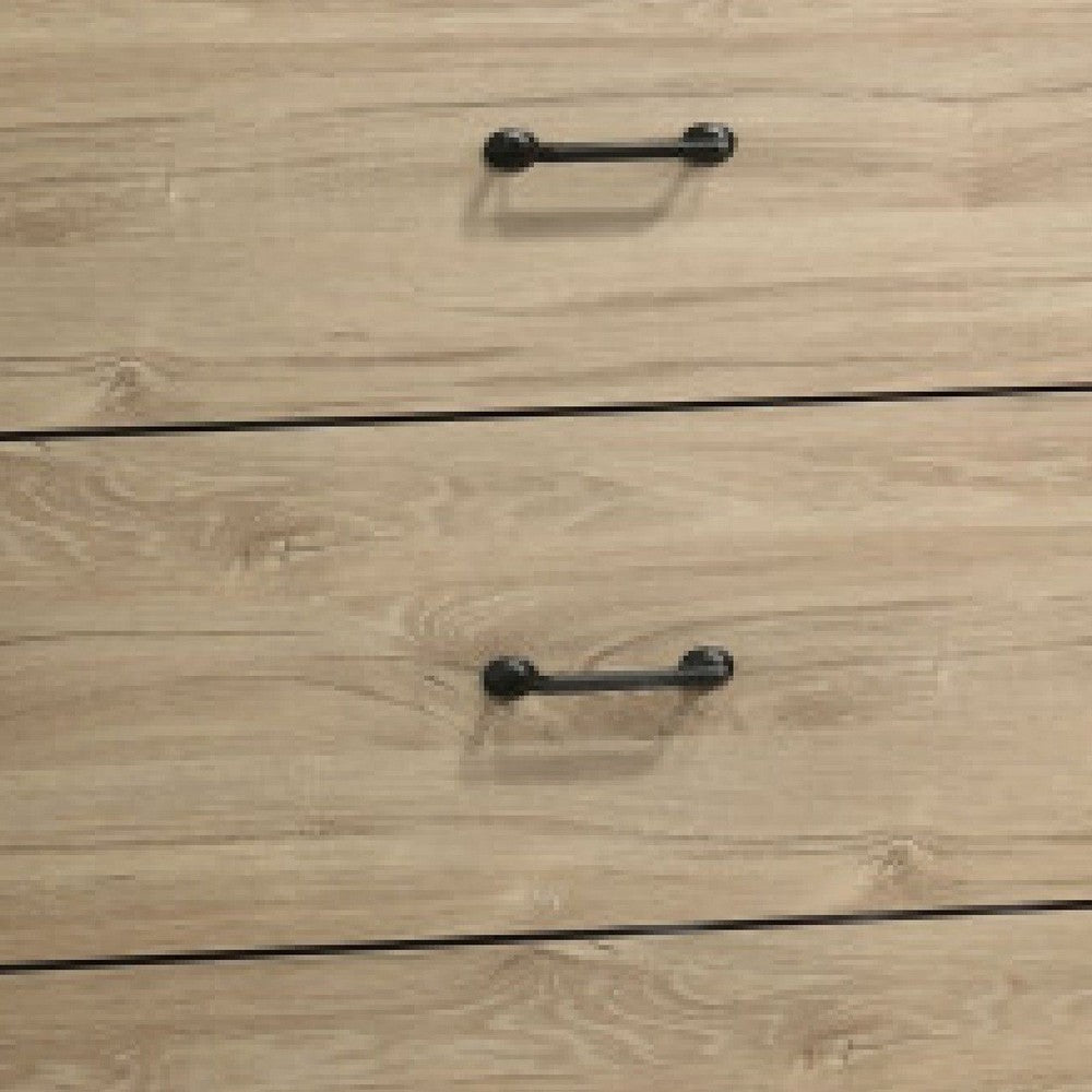 Jori Tall Dresser Chest | 4 Drawers | Split Top | Black Handles | Oak Brown