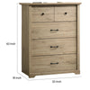Jori Tall Dresser Chest | 4 Drawers | Split Top | Black Handles | Oak Brown