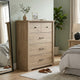 Jori Tall Dresser Chest | 4 Drawers | Split Top | Black Handles | Oak Brown