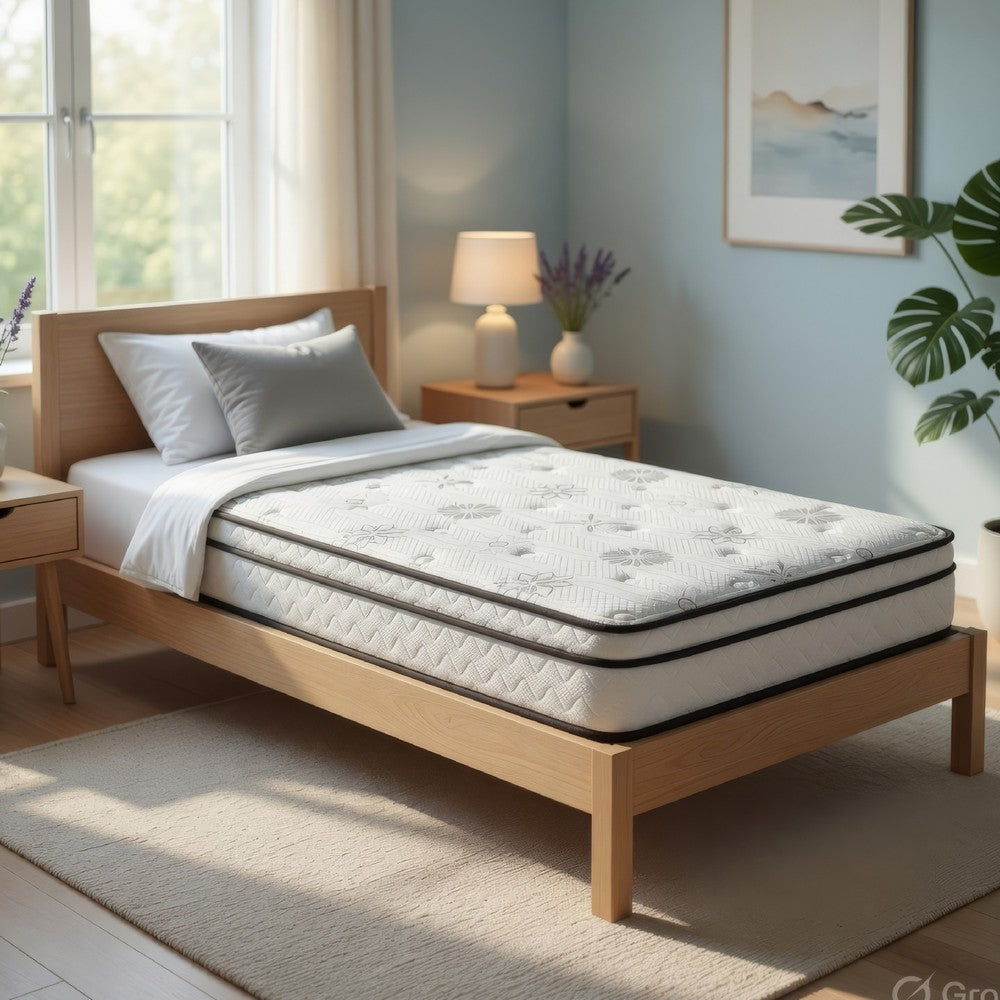 Lesi Twin Hybrid Mattress | Green Tea Infused | Quilted Cover | 12"