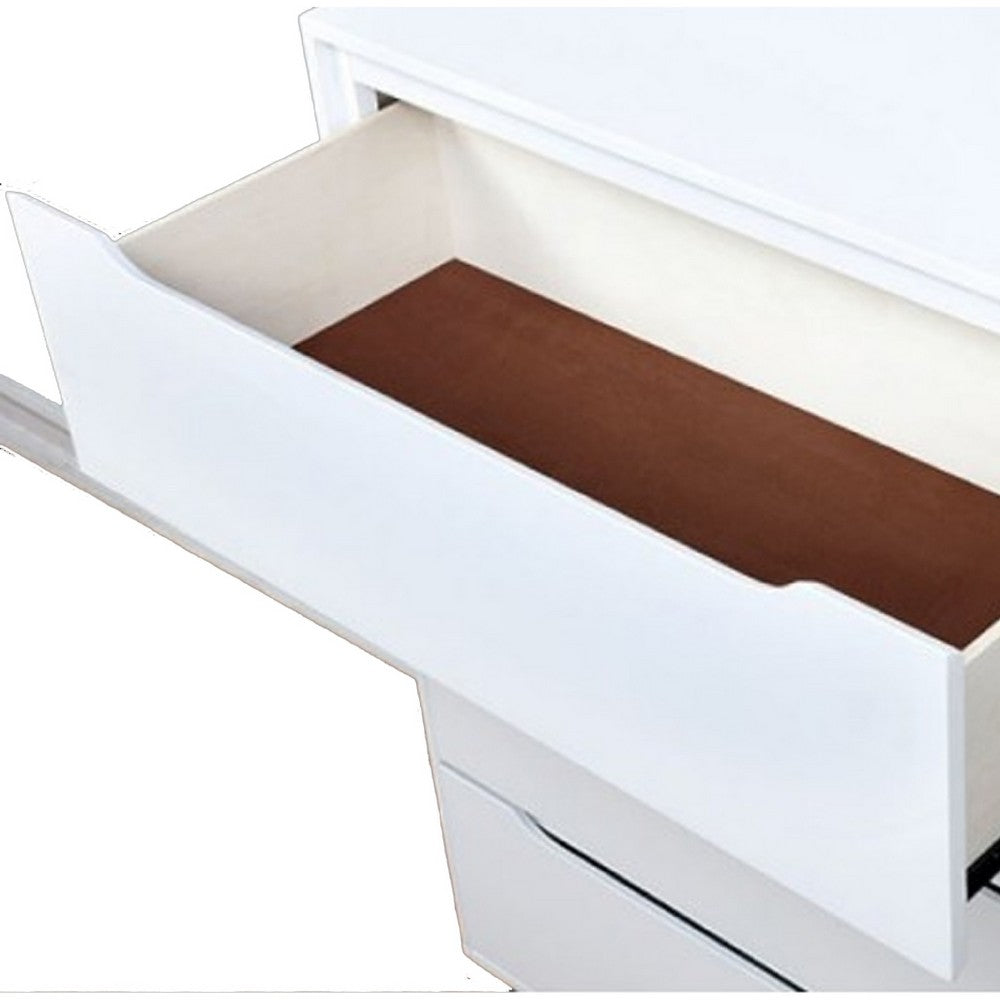 Liza Nightstand | 2 Drawers | Recessed Handles | Tapered Legs | White