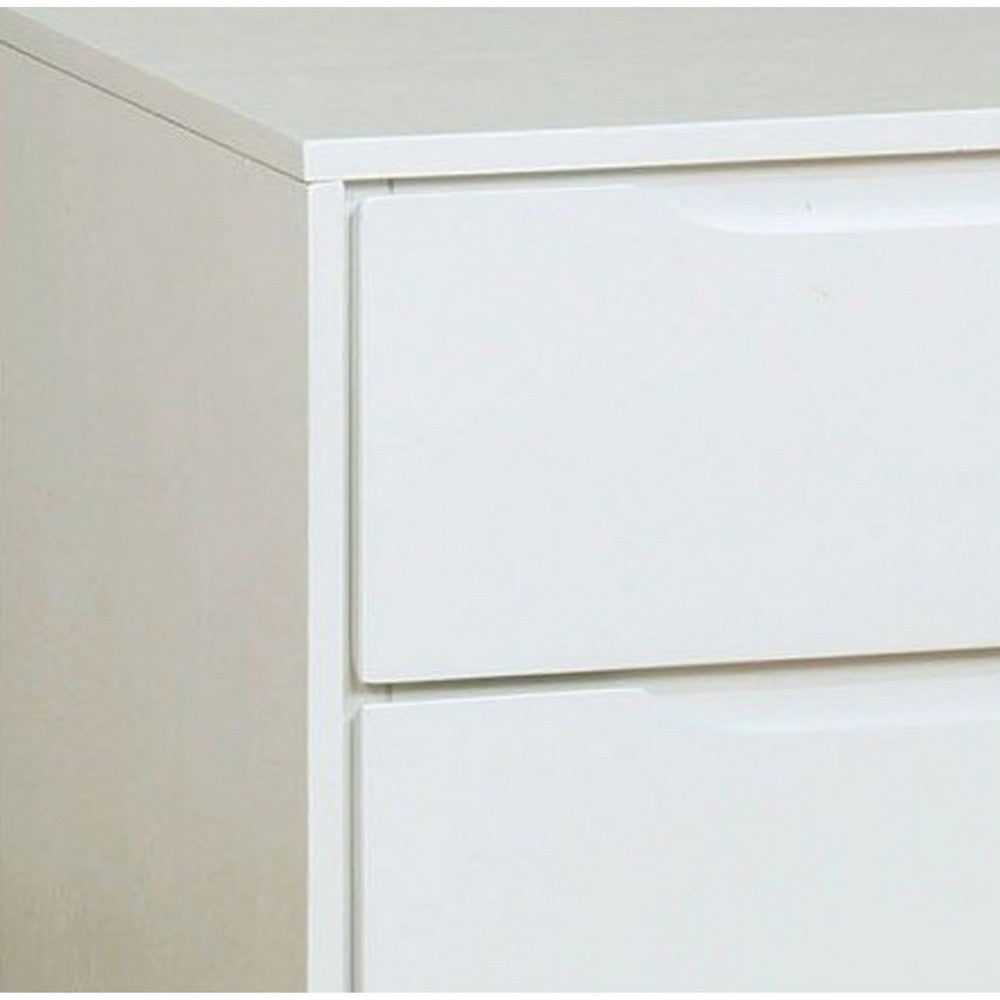 Liza Nightstand | 2 Drawers | Recessed Handles | Tapered Legs | White