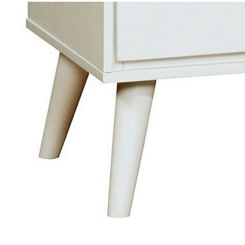 Liza Nightstand | 2 Drawers | Recessed Handles | Tapered Legs | White