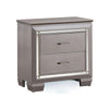 Nightstand with LED | 2 Drawers | Crocodile Texture | Silver Mirror