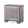 Nightstand with LED | 2 Drawers | Crocodile Texture | Silver Mirror