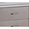 Nightstand with LED | 2 Drawers | Crocodile Texture | Silver Mirror