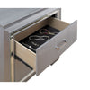 Nightstand with LED | 2 Drawers | Crocodile Texture | Silver Mirror