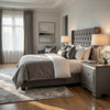 Nightstand with LED | 2 Drawers | Crocodile Texture | Silver Mirror