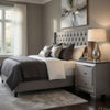 Nightstand with LED | 2 Drawers | Crocodile Texture | Silver Mirror