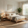 Kell Queen Platform Bed | Vertical Slatted Headboard | Natural Brown