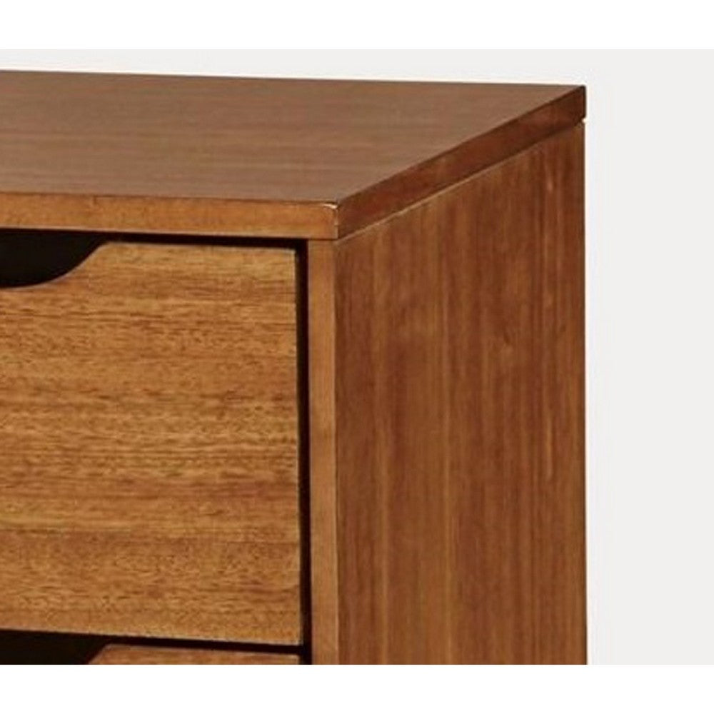 Liza Nightstand | 2 Drawers | Recessed Handles | Tapered Legs | Oak Brown