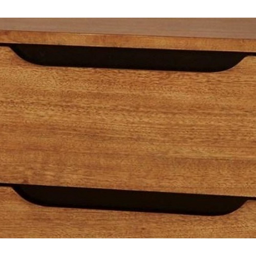 Liza Nightstand | 2 Drawers | Recessed Handles | Tapered Legs | Oak Brown