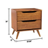Liza Nightstand | 2 Drawers | Recessed Handles | Tapered Legs | Oak Brown
