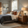 Liza Nightstand | 2 Drawers | Recessed Handles | Tapered Legs | Oak Brown
