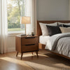 Liza Nightstand | 2 Drawers | Recessed Handles | Tapered Legs | Oak Brown