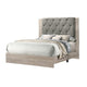 Keza Queen Size Bed | Gray Diamond Tufted Upholstery | Ash Cream Frame