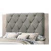 Keza Queen Size Bed | Gray Diamond Tufted Upholstery | Ash Cream Frame