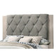 Keza Queen Size Bed | Gray Diamond Tufted Upholstery | Ash Cream Frame