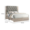 Keza Queen Size Bed | Gray Diamond Tufted Upholstery | Ash Cream Frame