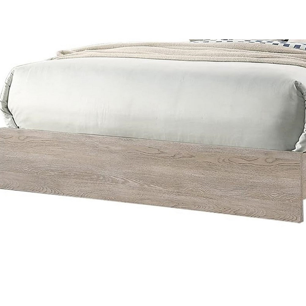 Keza California King Size Bed | Gray Tufted Upholstery | Ash Cream Frame