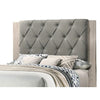 Keza California King Size Bed | Gray Tufted Upholstery | Ash Cream Frame