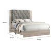 Keza California King Size Bed | Gray Tufted Upholstery | Ash Cream Frame