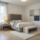 Keza California King Size Bed | Gray Tufted Upholstery | Ash Cream Frame