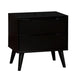 Liza Nightstand | 2 Drawers | Recessed Handles | Tapered Legs | Black