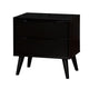 Liza Nightstand | 2 Drawers | Recessed Handles | Tapered Legs | Black