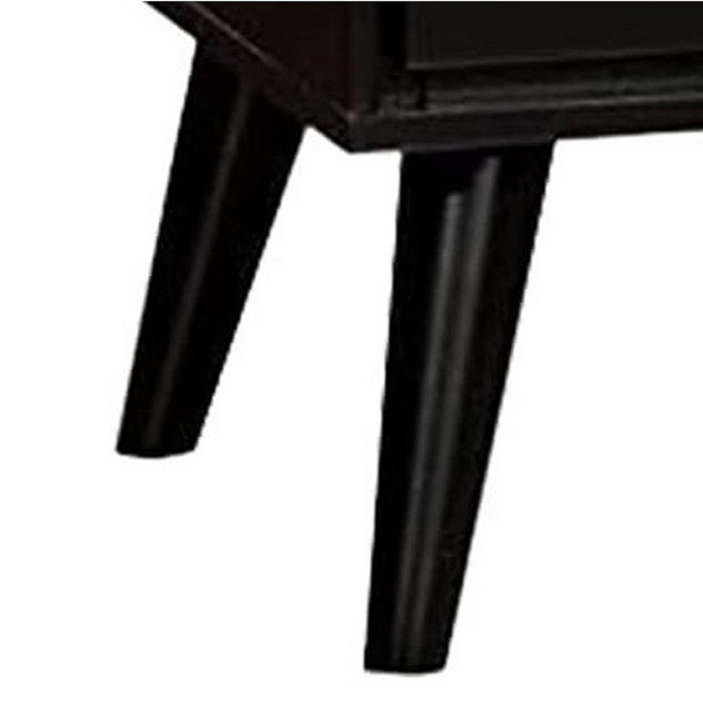 Liza Nightstand | 2 Drawers | Recessed Handles | Tapered Legs | Black