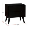 Liza Nightstand | 2 Drawers | Recessed Handles | Tapered Legs | Black