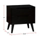 Liza Nightstand | 2 Drawers | Recessed Handles | Tapered Legs | Black