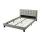 Seza King Size Platform Bed | Tufted Light Gray Linen Upholstery
