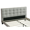 Seza Full Size Platform Bed | Tufted Light Gray Linen Upholstery