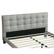 Seza Full Size Platform Bed | Tufted Light Gray Linen Upholstery