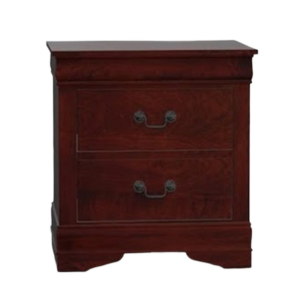 Lezy Nightstand | 2 Drawers | Nickel Pulls | Louis Philippe Cherry Brown