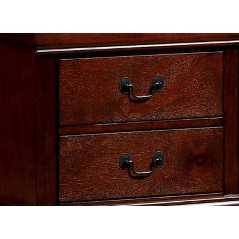 Lezy Nightstand | 2 Drawers | Nickel Pulls | Louis Philippe Cherry Brown