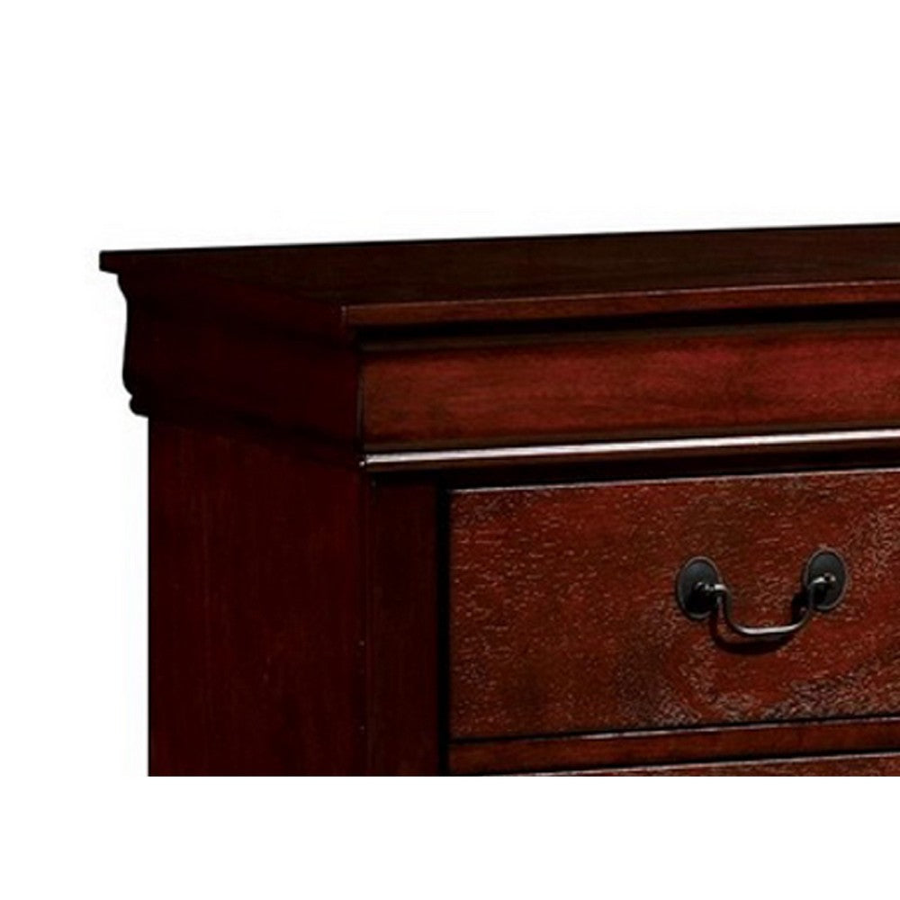 Lezy Nightstand | 2 Drawers | Nickel Pulls | Louis Philippe Cherry Brown